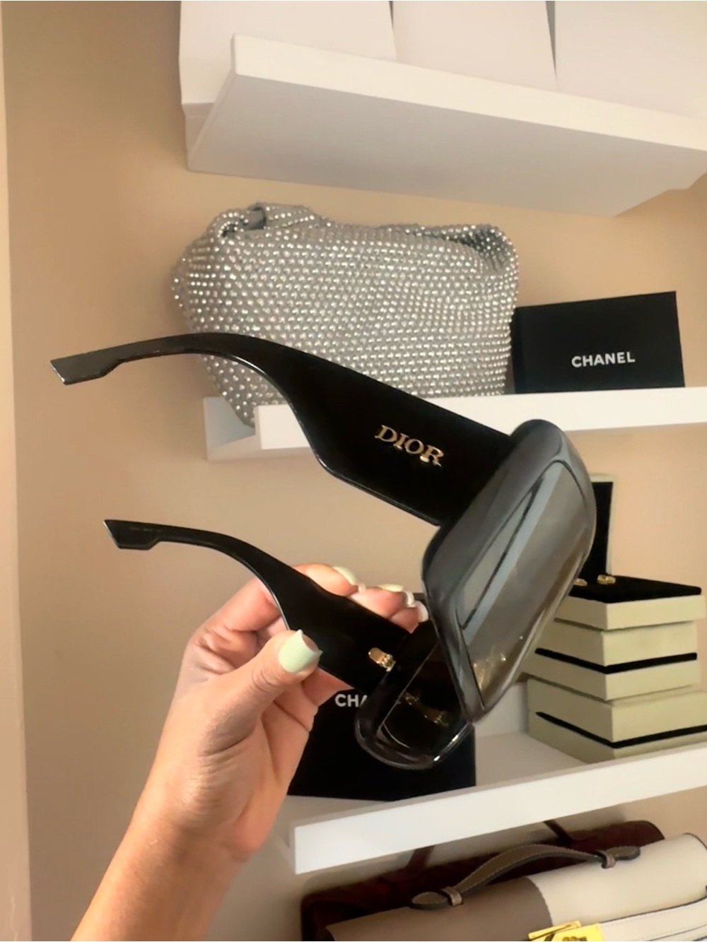 Dior Black Oversized Shield Sunglasses